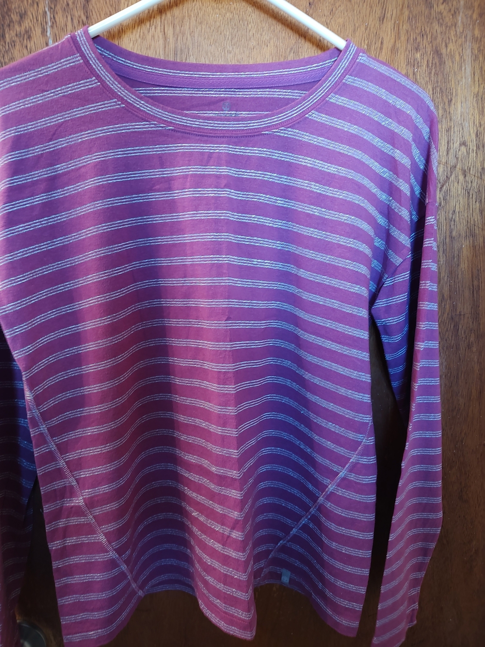 Talbots Purple Striped Metallic-Thread Tee